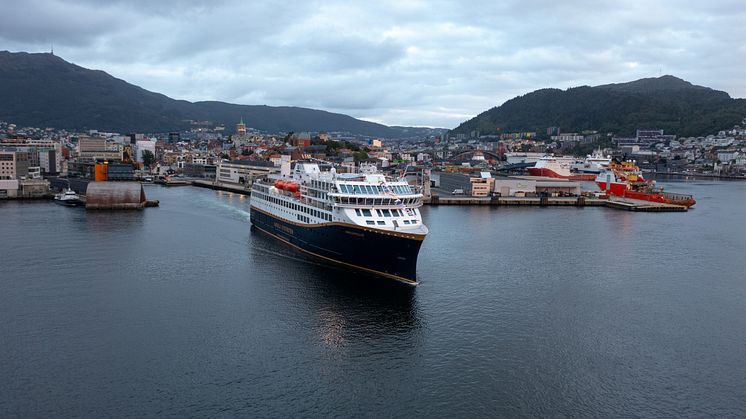 Havila Pollux departs Bergen