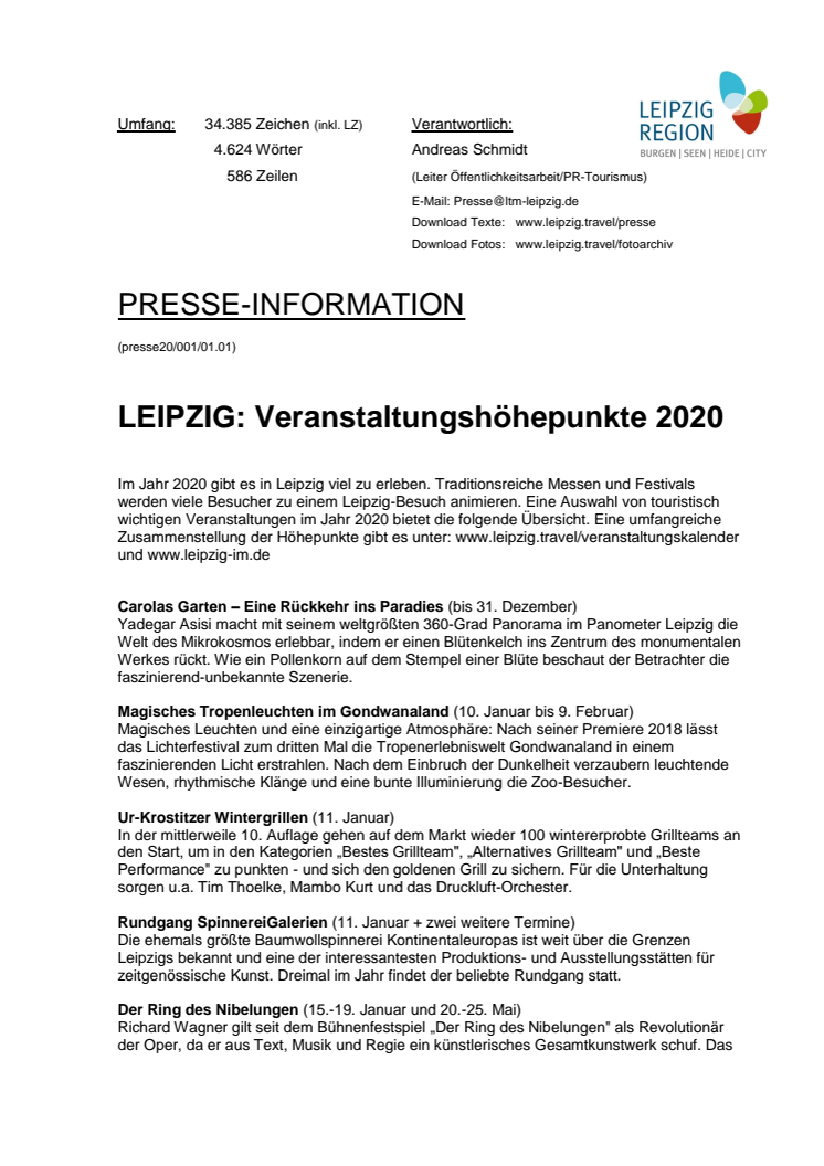 LEIPZIG Veranstaltungshöhepunkte 2020