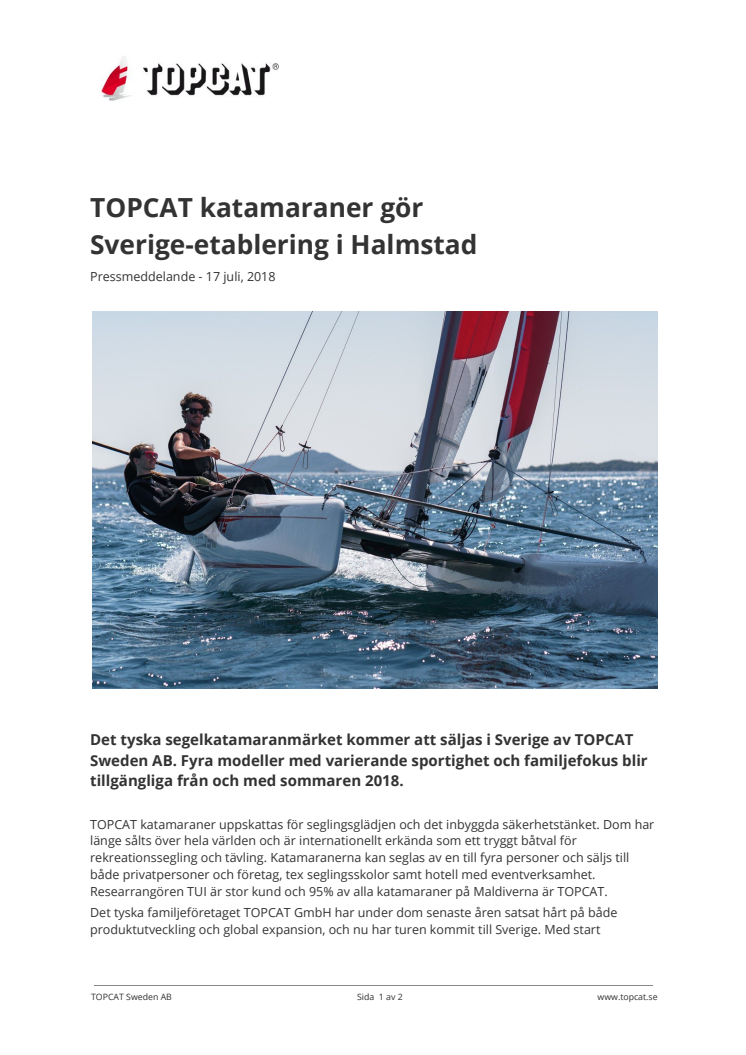TOPCAT katamaraner gör Sverige-etablering i Halmstad