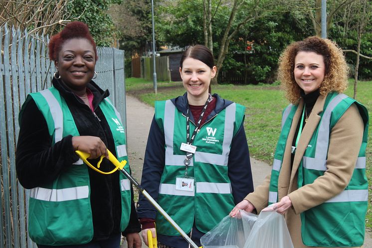 Community litter picking at Garston station