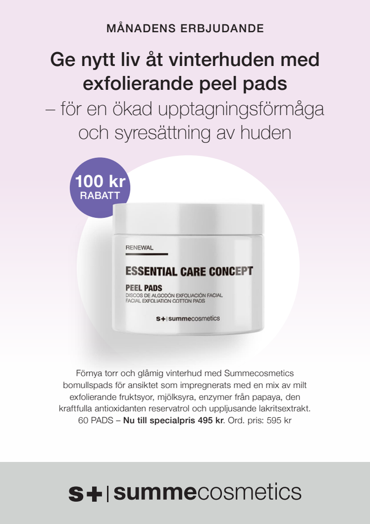 Summecosmetics erbjudande PEEL PAD skylt