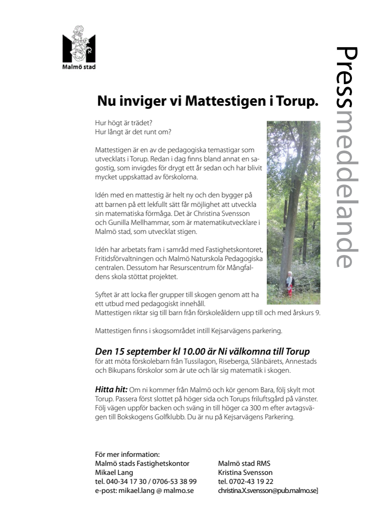 Invigning av Mattestigen i Torup