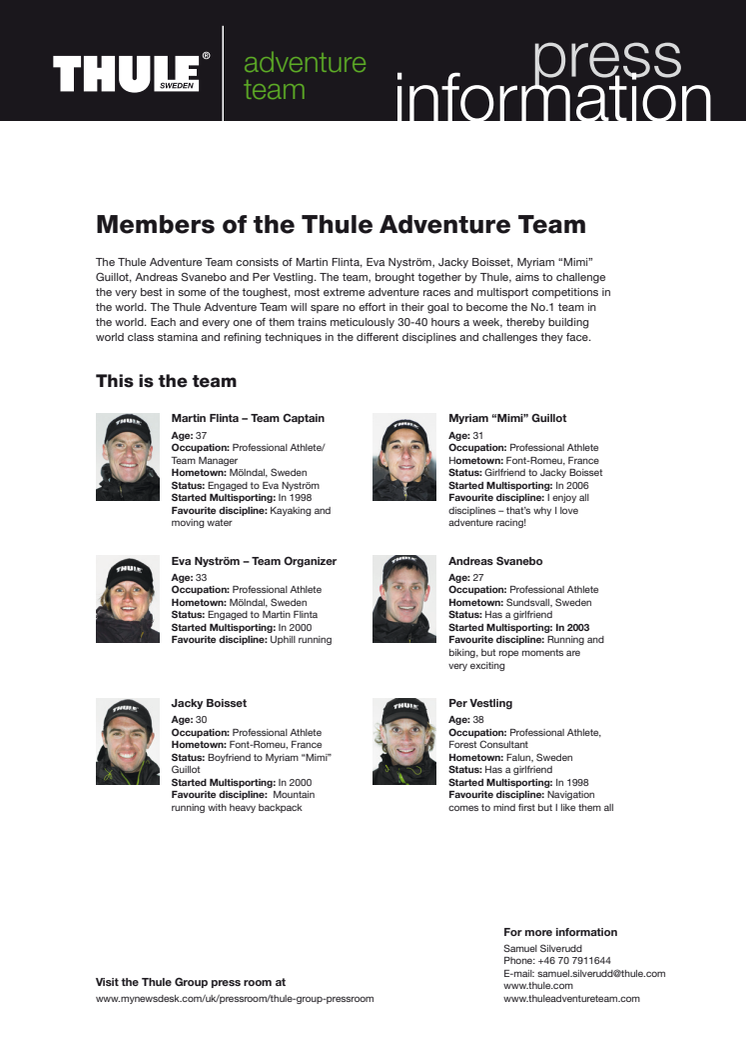 Members of the Thule Adventure Team