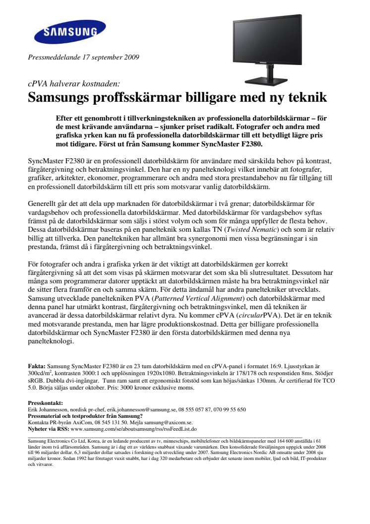 Samsungs proffsskärmar billigare med ny teknik