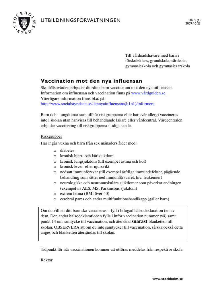 Nu kommer vaccinet till Stockholms skolor