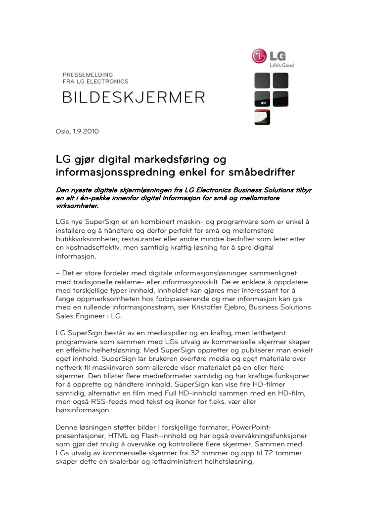 LG gjør digital markedsføring og informasjonsspredning enkel for småbedrifter 