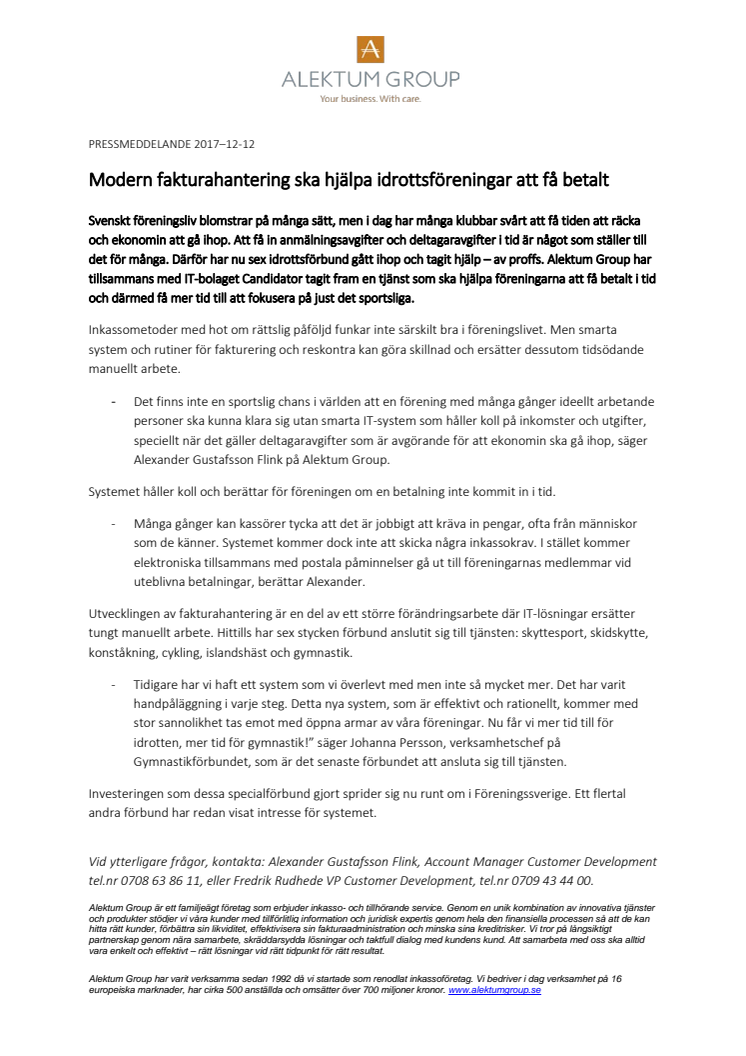 Modern fakturahantering ska hjälpa idrottsföreningar att få betalt