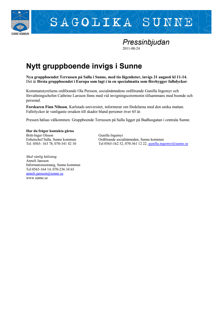 Nytt gruppboende invigs i Sunne