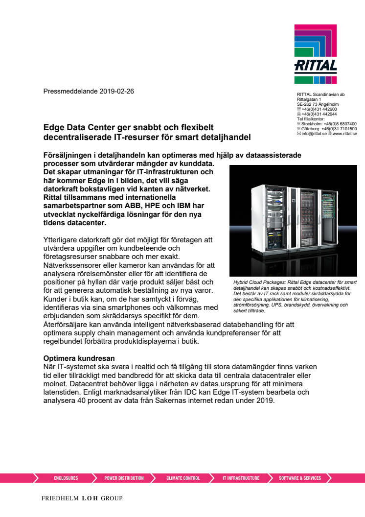 Edge Data Center ger snabbt och flexibelt decentraliserade IT-resurser för smart detaljhandel