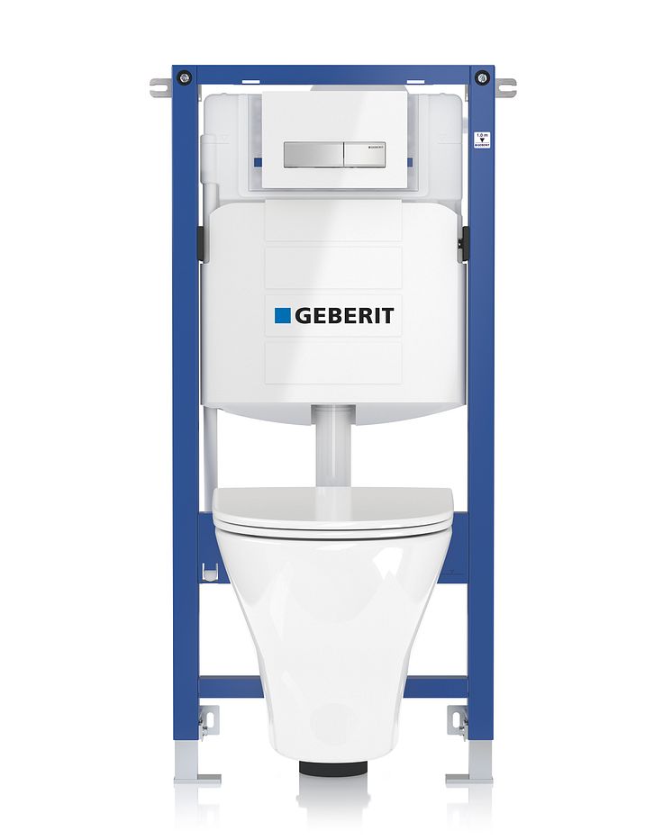 Duofix seinä-wc-asennuselementti ja Ido Glow -istuin, edestä