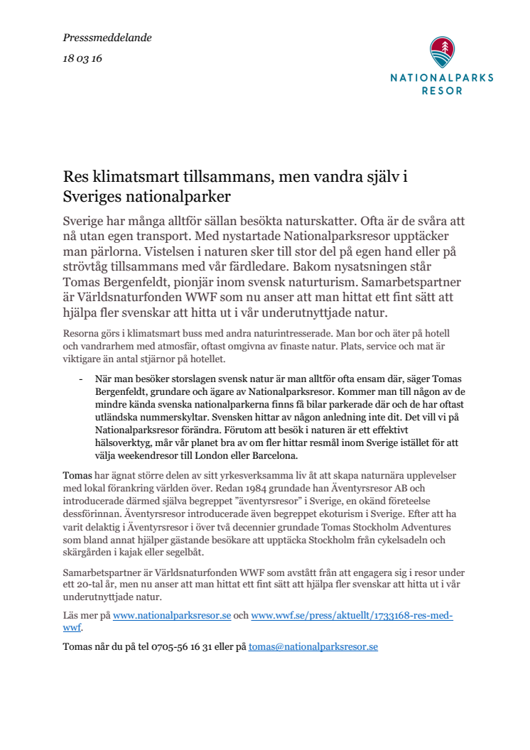 Res klimatsmart tillsammans, men vandra själv i Sveriges nationalparker