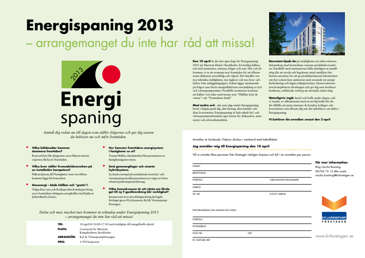 Energispaning 10 april  - fortfarande platser kvar!