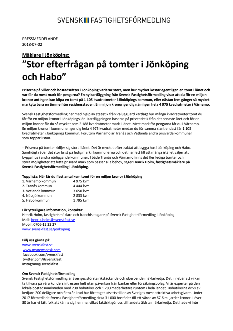 Mäklare i Jönköping: ”Stor efterfrågan på tomter i Jönköping och Habo”