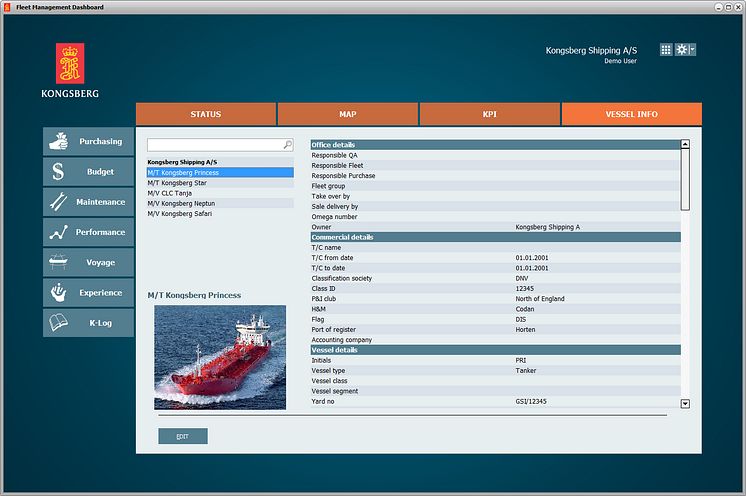 High res image - Kongsberg Maritime - Vessel and Fleet performance