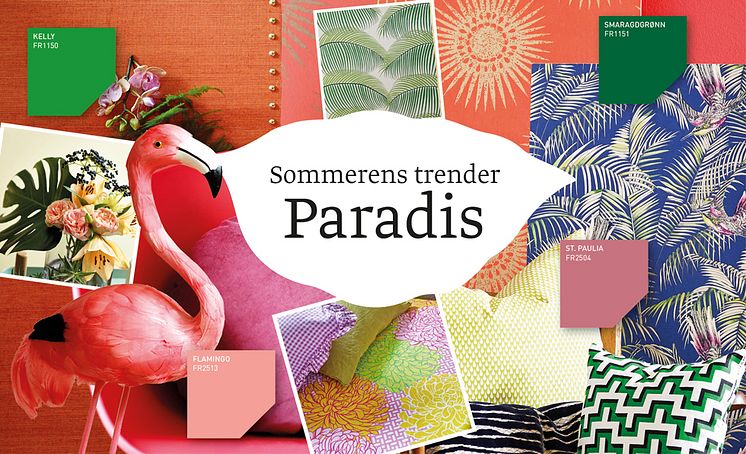 Frodig paradis er en trend preget av planter, fargerike fugler og kraftige jungelmønster.