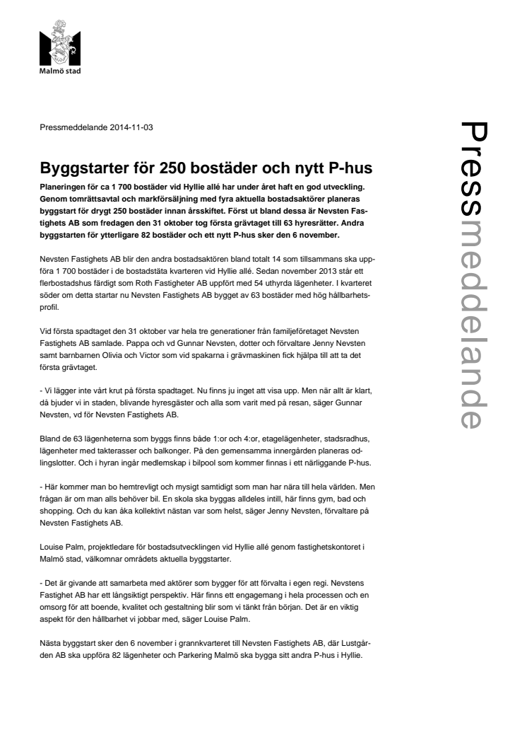 Byggstarter för 250 bostäder och nytt P-hus