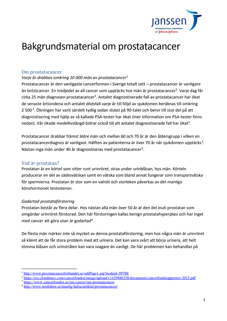 Bakgrundsmaterial om prostatacancer