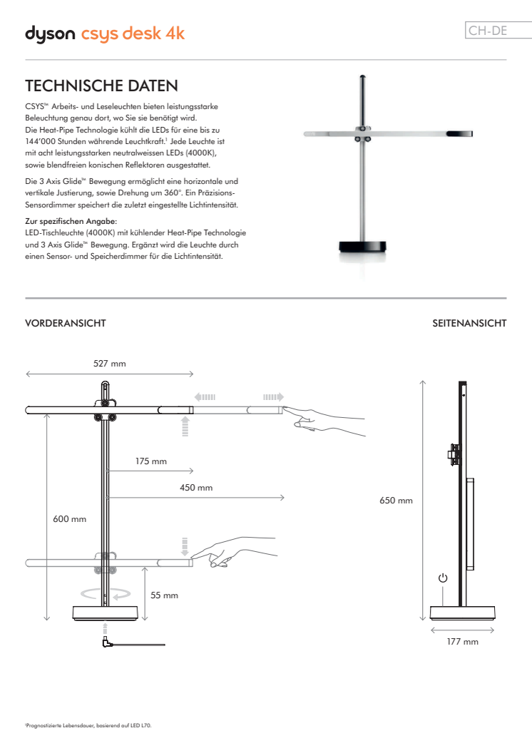 Dyson LED Leuchte mit revolutionärem Kühlungssystem und starkem Licht