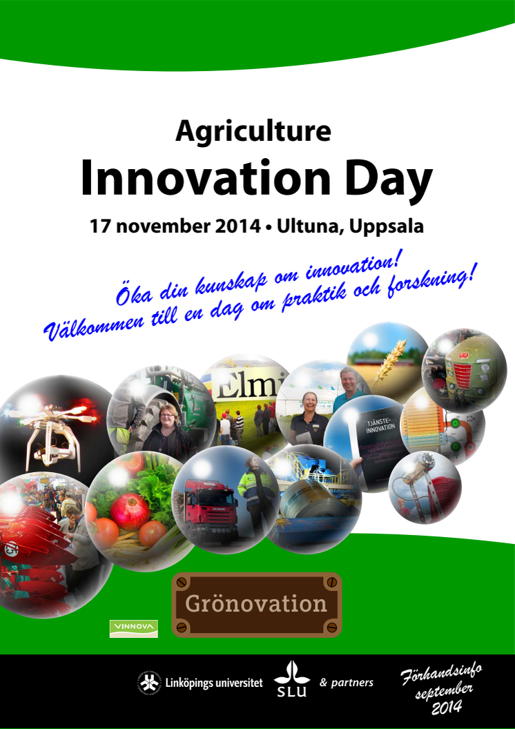 Spara datumet: Agriculture Innovation Day 17 nov 2014