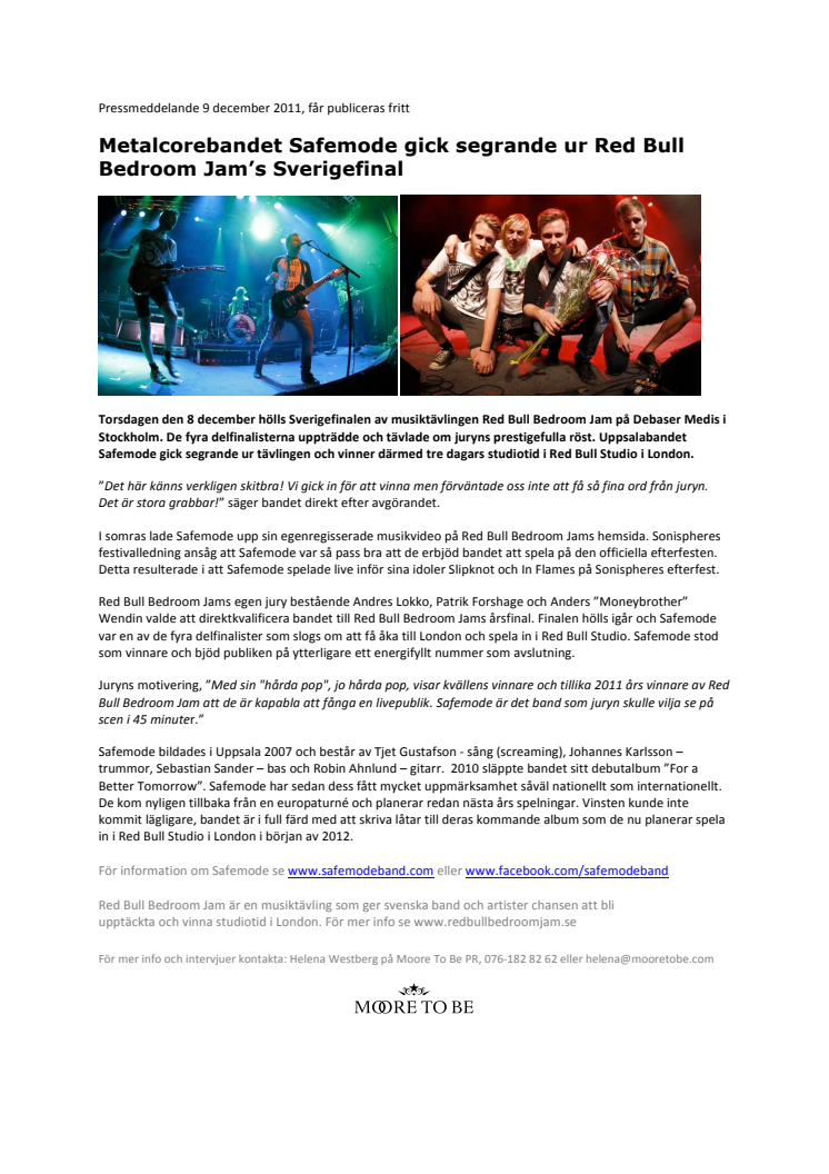 Metalcorebandet Safemode gick segrande ur Red Bull Bedroom Jam’s Sverigefinal
