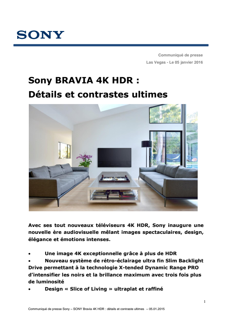 Sony BRAVIA 4K HDR : Détails et contrastes ultimes 