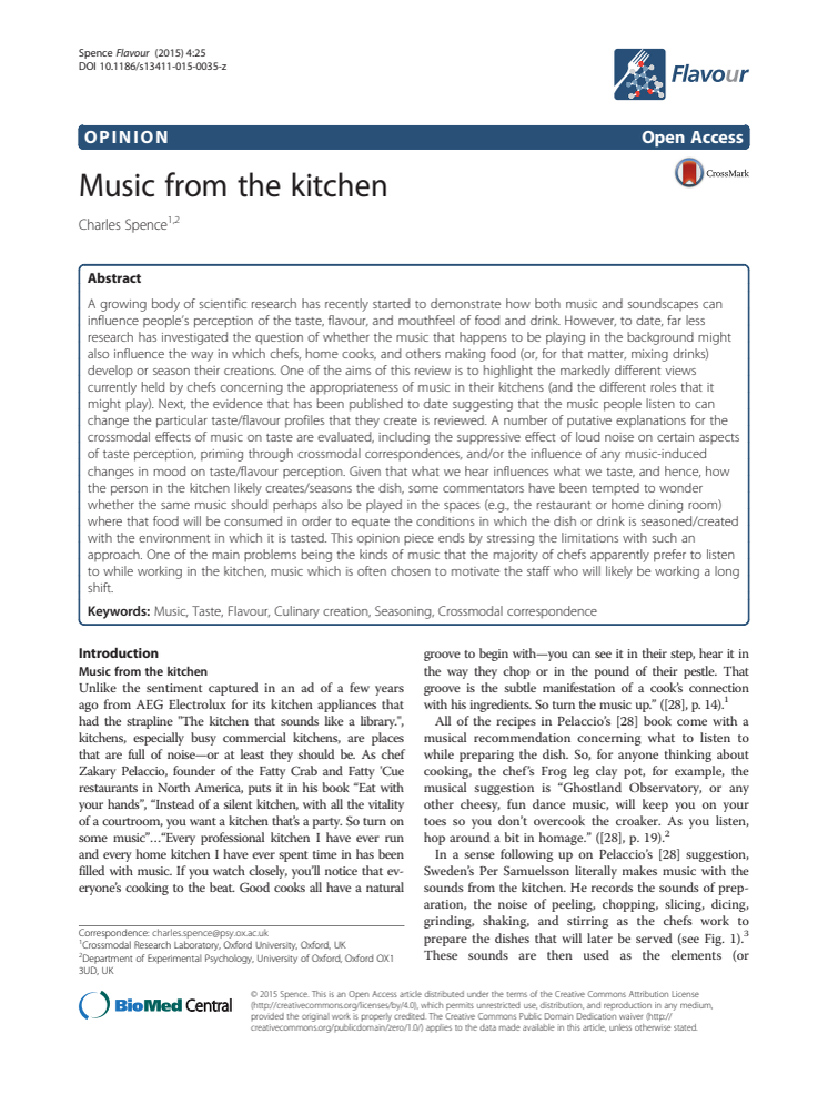 Forskning om musikens inverkan på mat av dr Spence