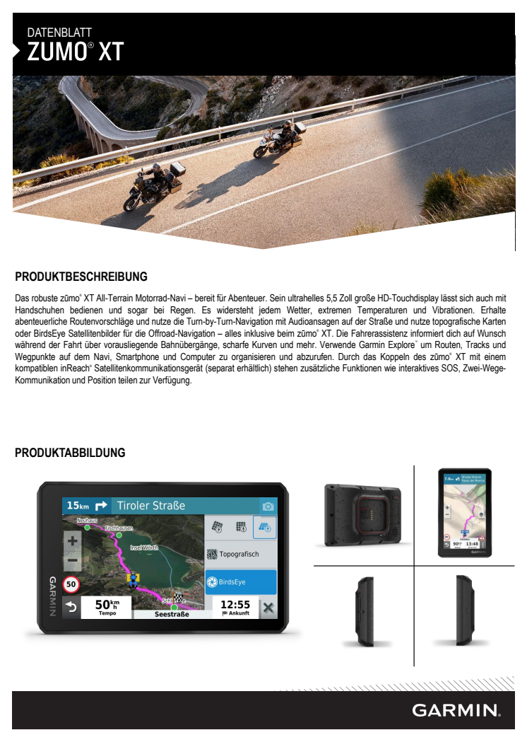 Datenblatt Garmin zumo XT