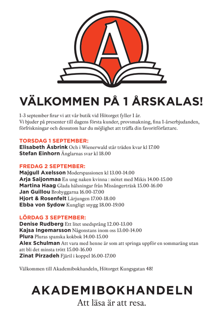 Träffa din favoritförfattare när Akademibokhandeln Hötorget fyller ett år!