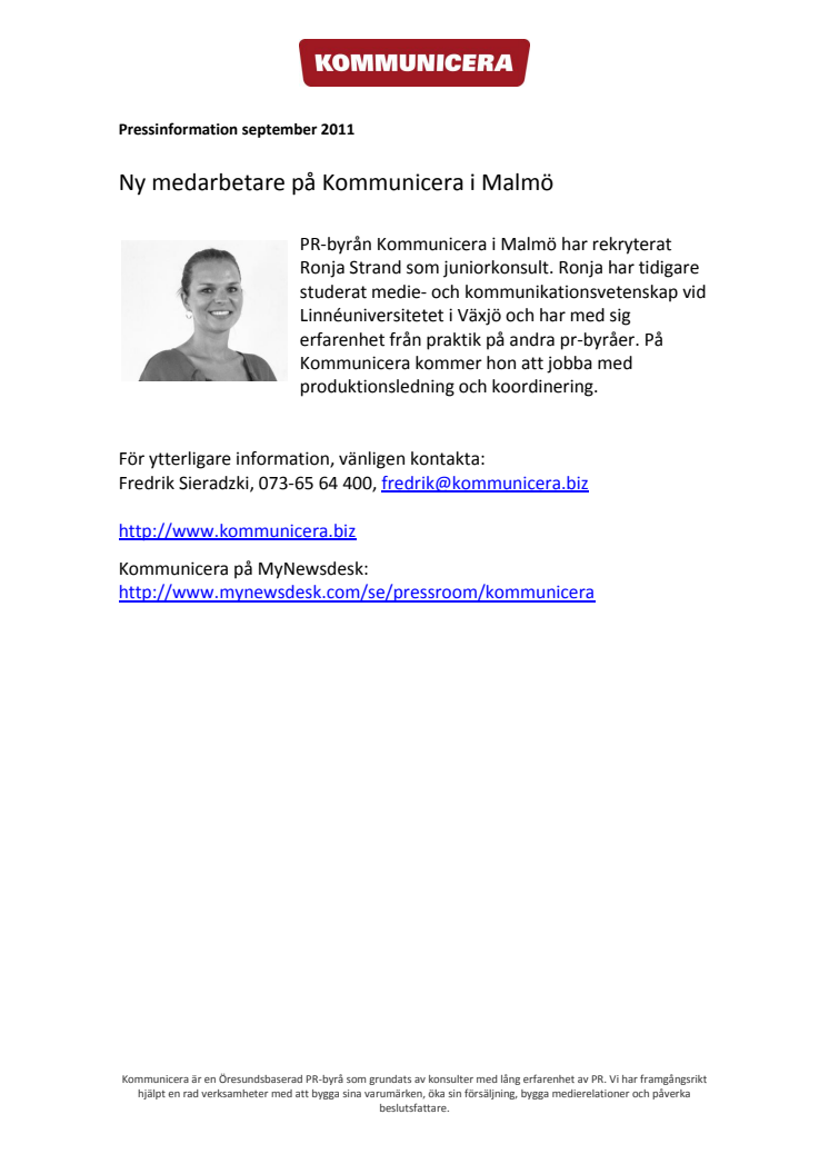 Ny medarbetare på Kommunicera i Malmö