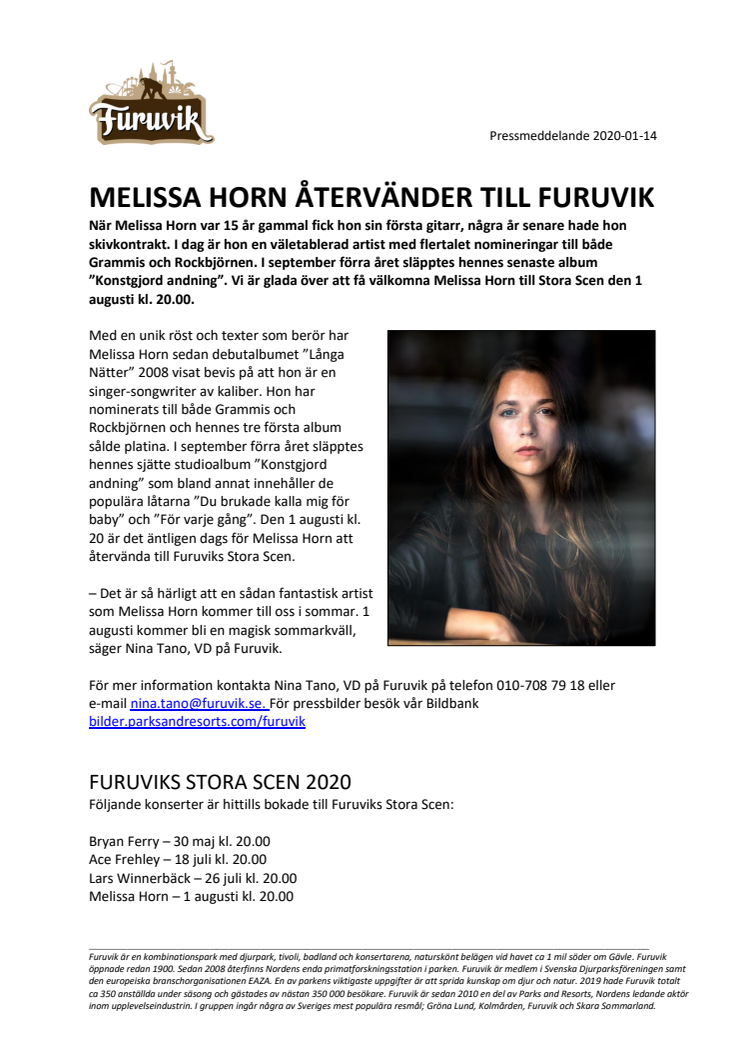 Melissa Horn återvänder till Furuvik