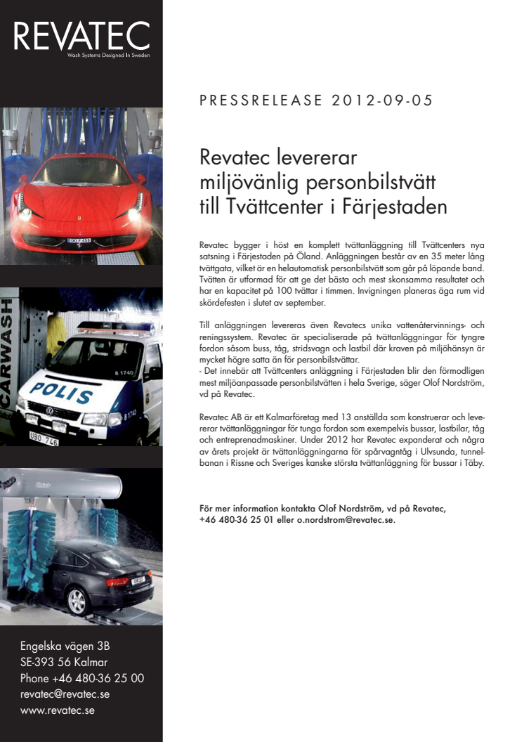 Revatec levererar miljövänlig personbilstvätt till Tvättcenter i Färjestaden