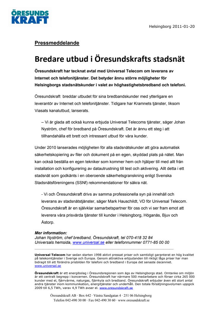 Bredare utbud i Öresundskrafts stadsnät