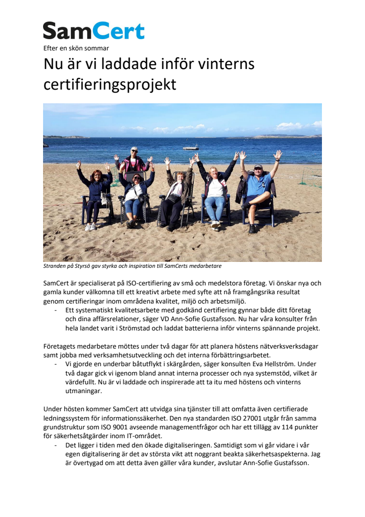 Nu är vi laddade inför vinterns certifieringsprojekt