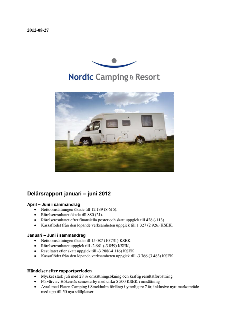 Delårsrapport januari – juni 2012