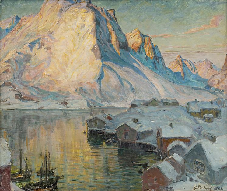 Anna Boberg, Vintermotiv från Lofoten, 1931. Olja på duk, 46 x 55 cm. Eskilstuna konstmuseum.