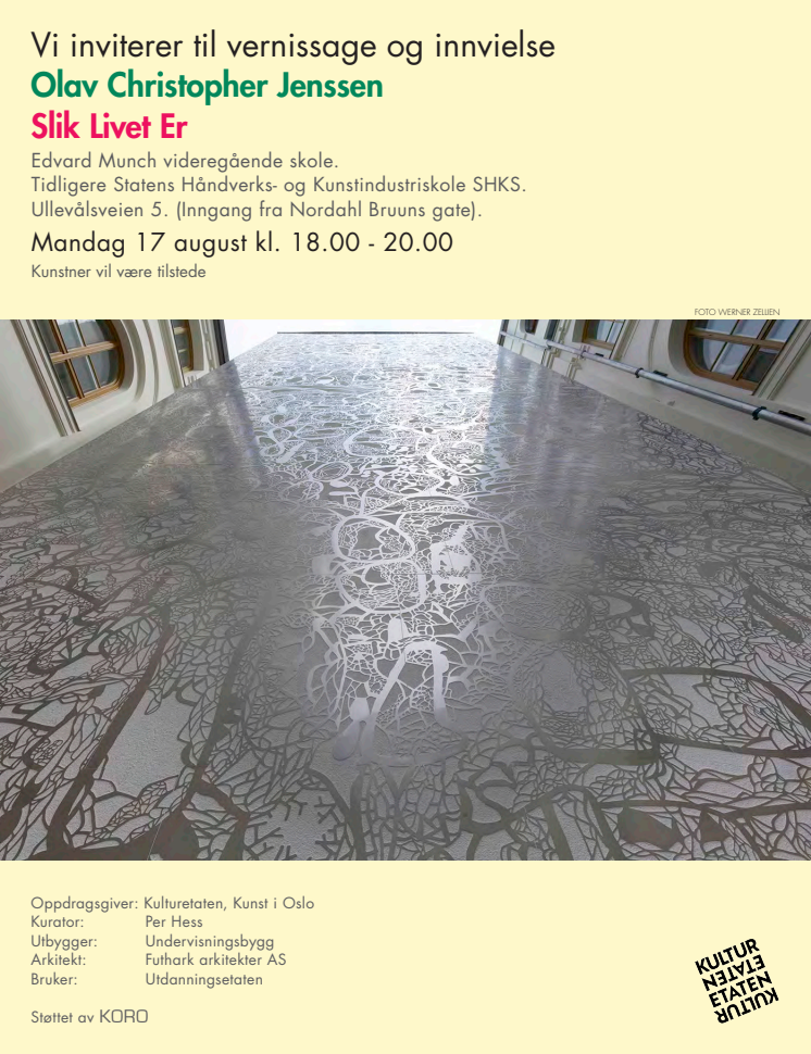 Invitasjon til vernissage, 17. august kl. 18:00