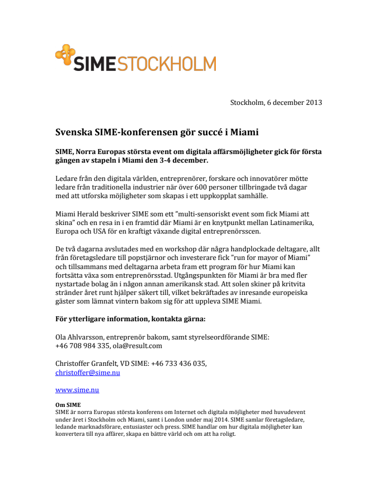 Svenska SIME-konferensen gör succé i Miami