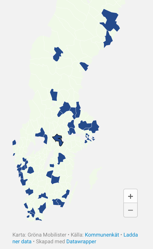 Karta över kommuner med allmänna bilpooler beskuren