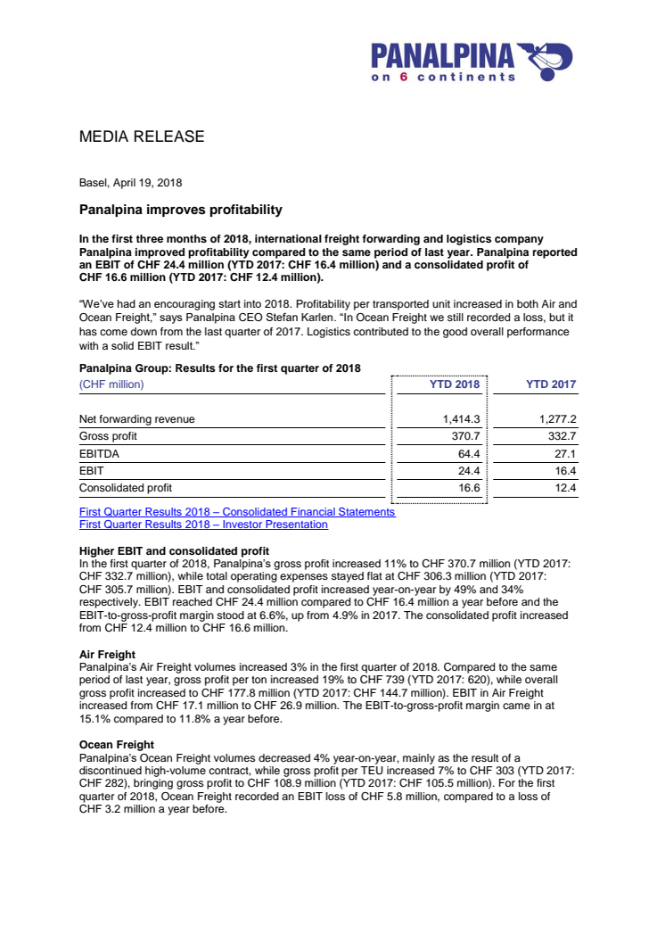 Panalpina improves profitability