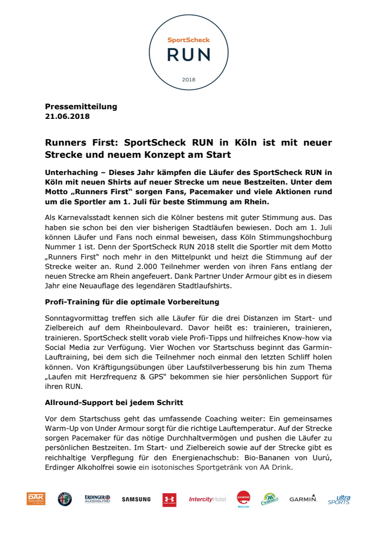 Runners First: SportScheck RUN in Köln ist mit neuer Strecke und neuem Konzept am Start