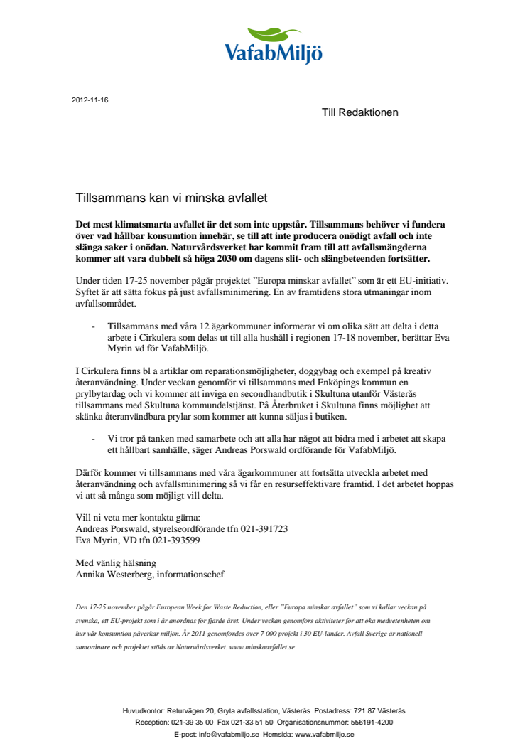 Tillsammans kan vi minska avfallet