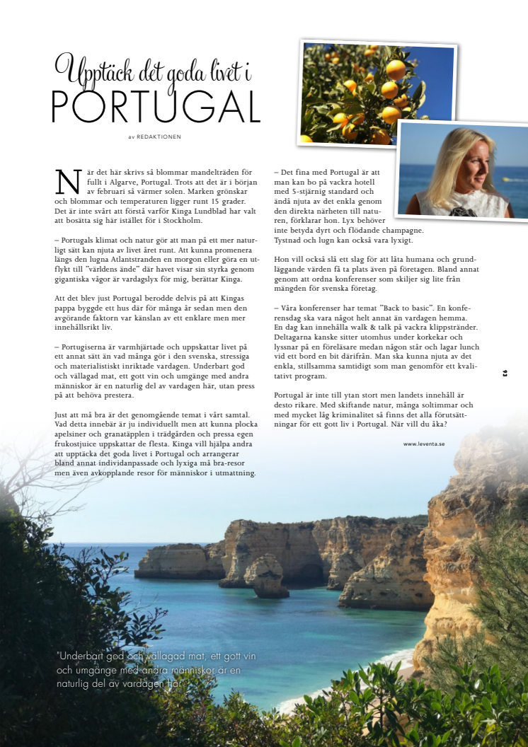 Upptäck det goda livet i Portugal - artikel i Magasinet Sturebadet