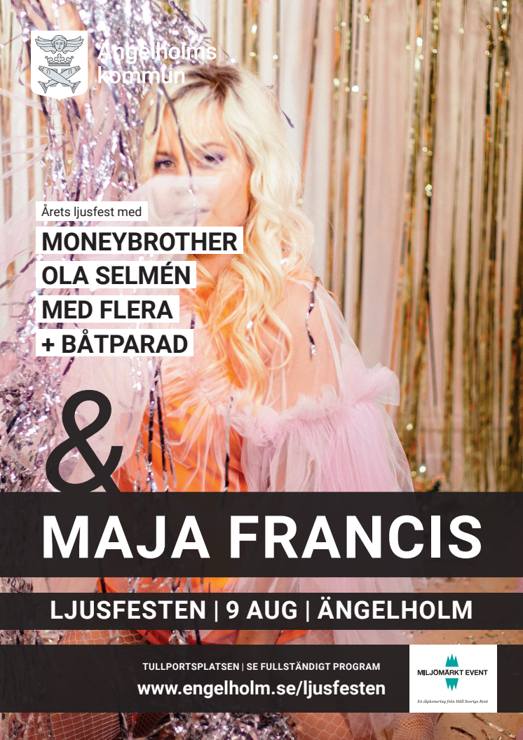 Affisch Ljusfesten 2019 med Maja Francis