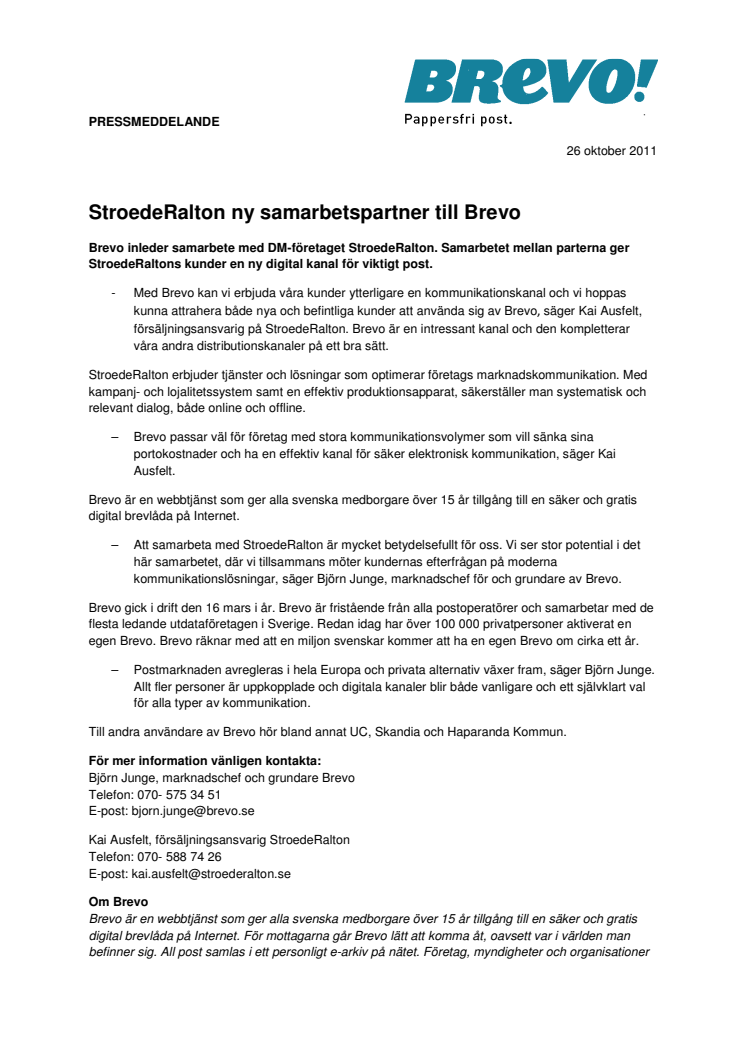StroedeRalton ny samarbetspartner till Brevo