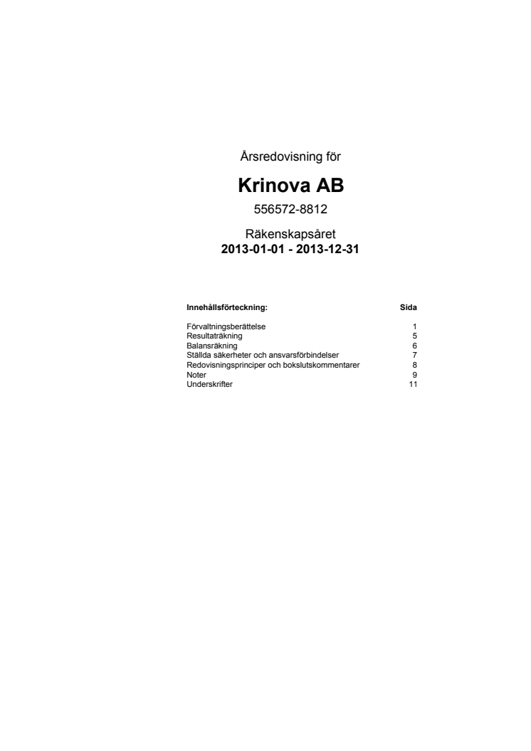 Årsredovisning Krinova