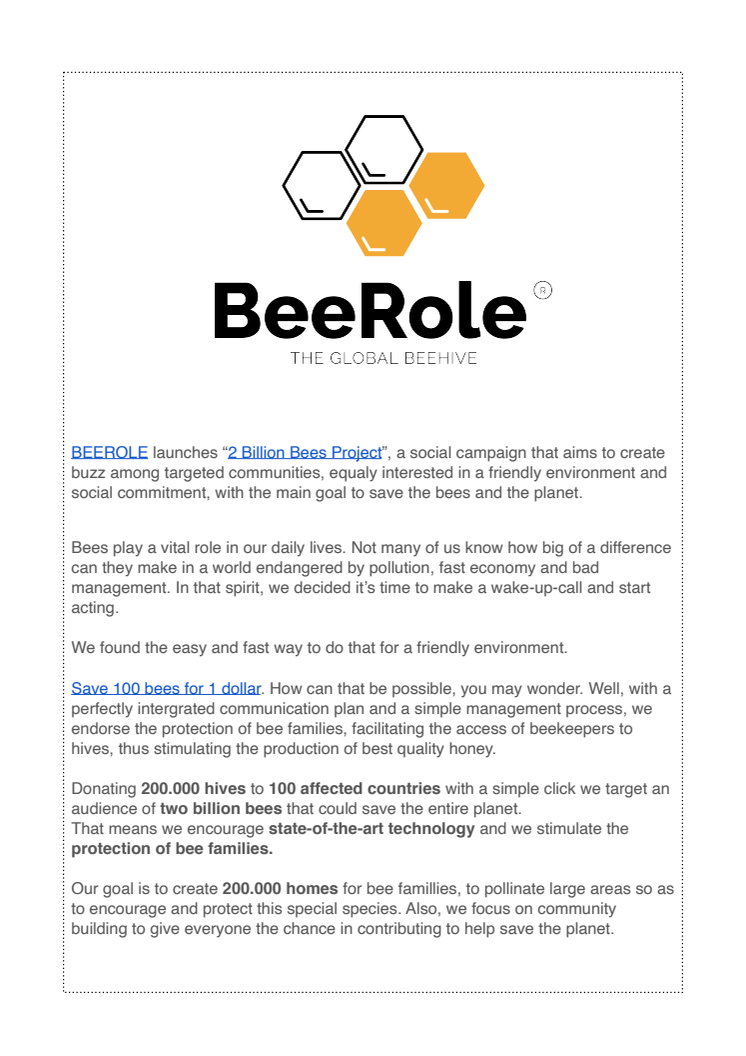 2 Billion Bees in 2020 Project