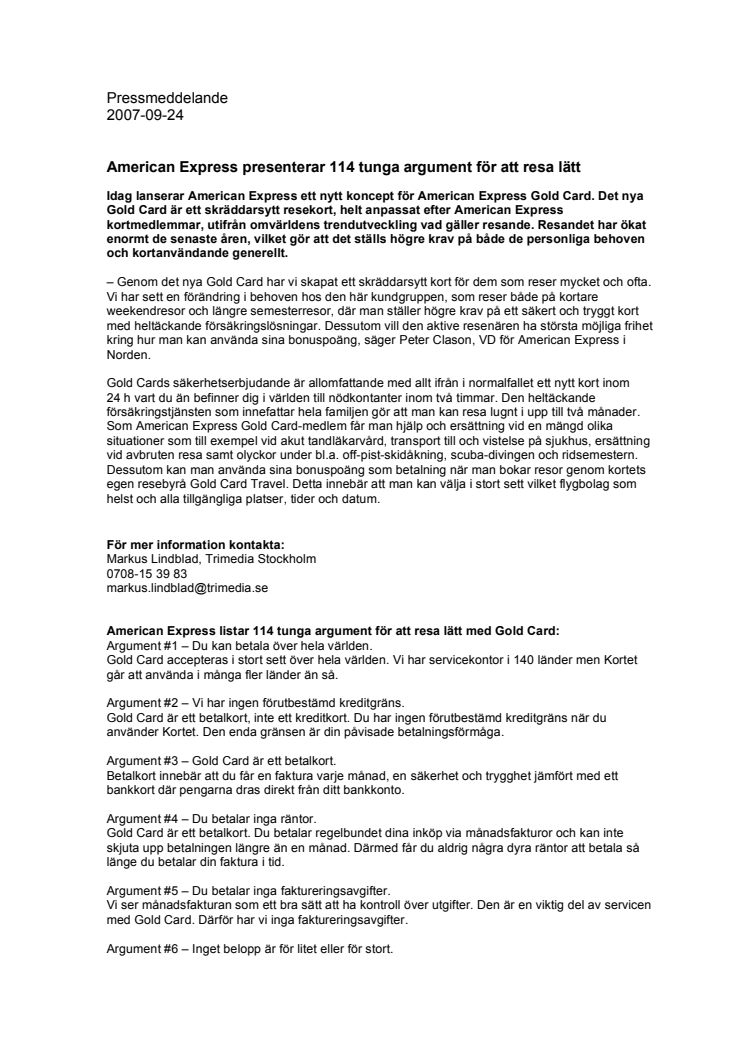 American Express presenterar 114 tunga argument för att resa lätt