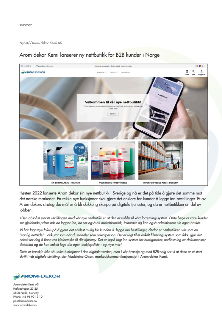 Arom-dekor Kemi lanserer ny nettbutikk for B2B kunder i Norge.pdf
