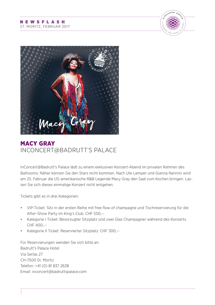 Macy Gray InConcert@Badrutt’s Palace