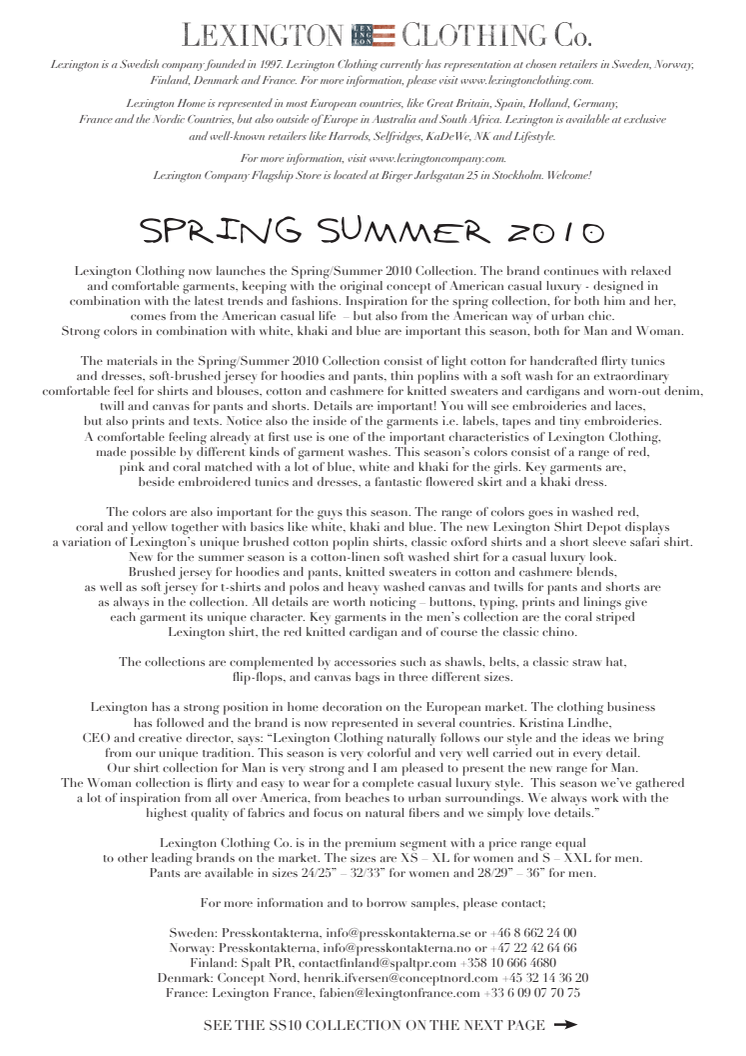 Lexington Clothing Co. - Spring/Summer 2010